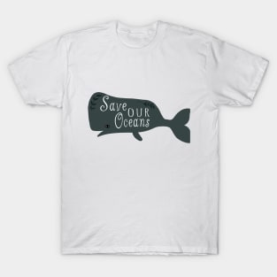 Save Our Oceans Cute Whale Illustration T-Shirt